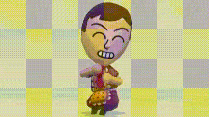 a cartoon character is standing on a green background and holding a purse .