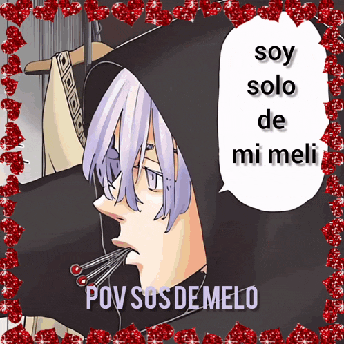 a picture of a person with the words soy solo de mi meli above them