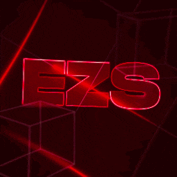 the word ezs is lit up in red on a black background