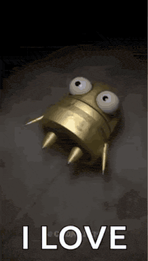 a picture of a robot that says i love on it .