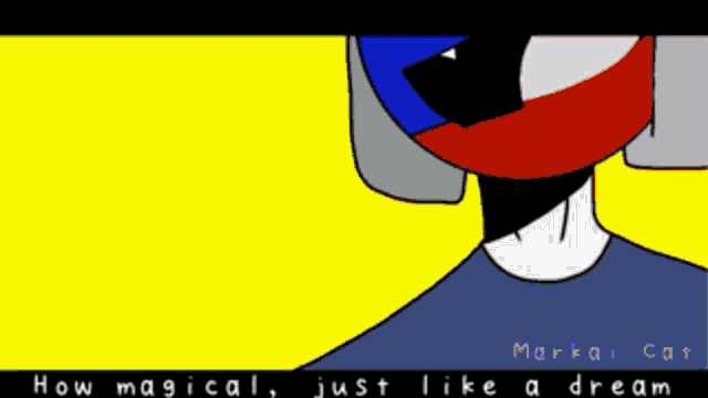 a drawing of a man with the words " how magical just like a dream " on the bottom