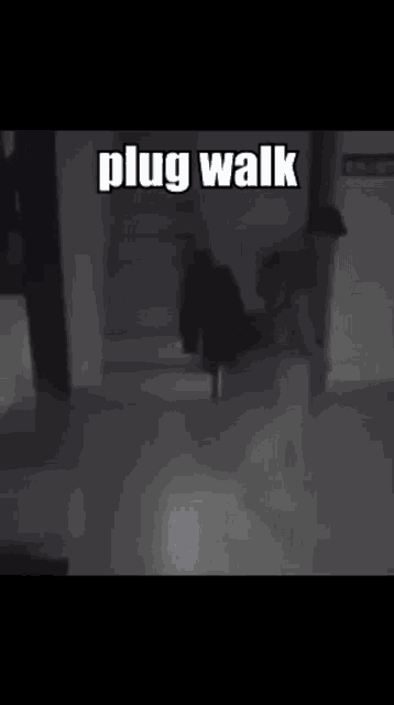 a blurred image of a person walking with the words plug walk above them