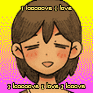 a cartoon of a girl with the words i looove i love i looove written on it