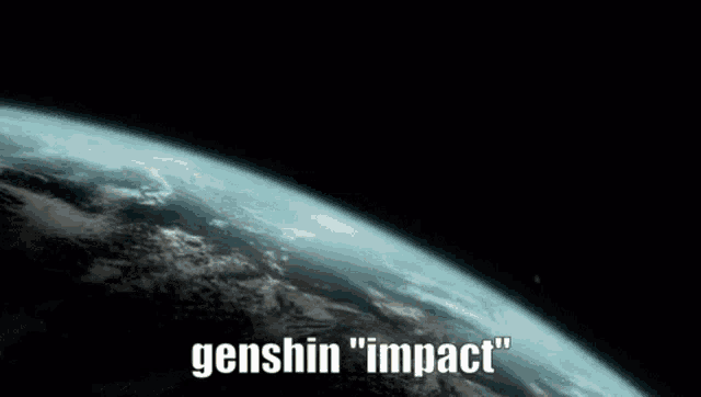 a large explosion in space with the words genshin impact written below it .