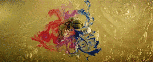 a frog is swimming in a pool of water with bubbles coming out of it 's mouth .
