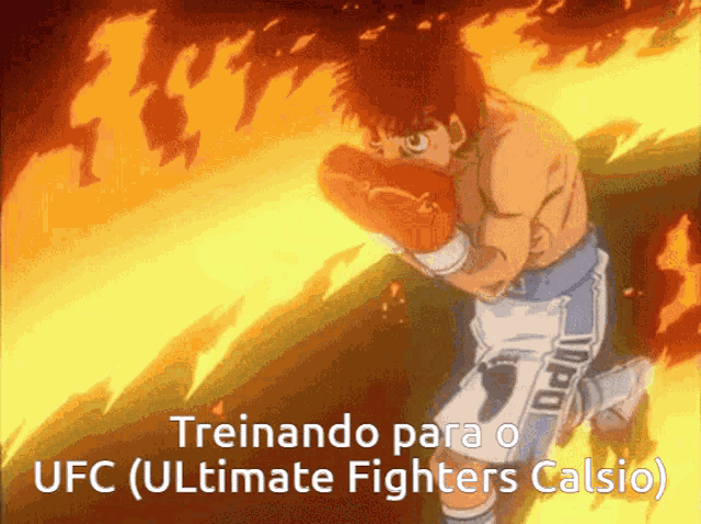 a cartoon of a boxer with the words treinando para o ufc ( ultimate fighters calsio )