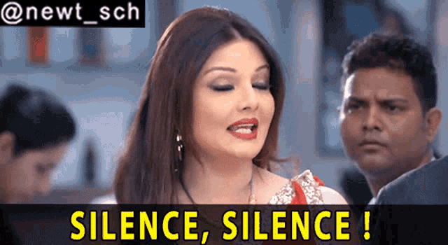 a picture of a woman with the caption silence silence !
