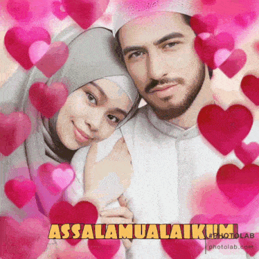 a picture of a man and a woman with the words assalamualaikum written above them