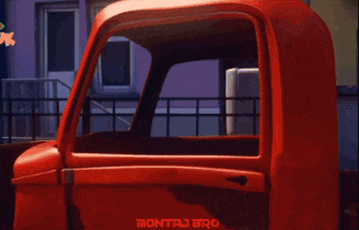 a red truck with the word montaj bro written on the side