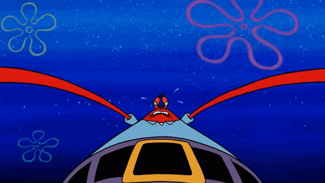 a cartoon of a crab with an angry face