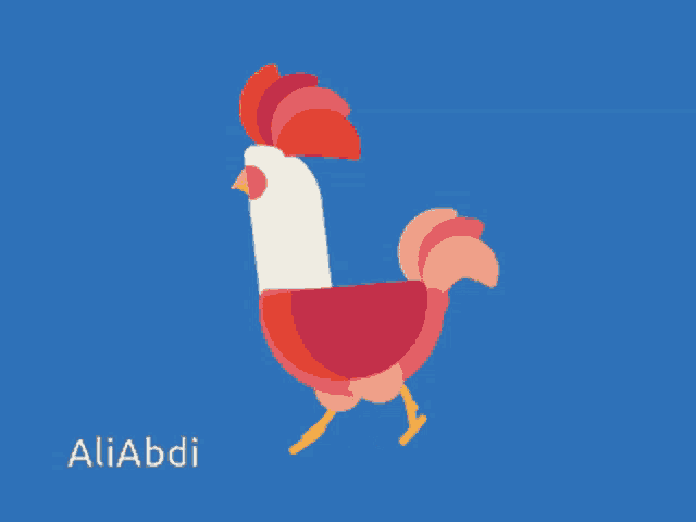an illustration of a rooster with the name aliabdi written below it