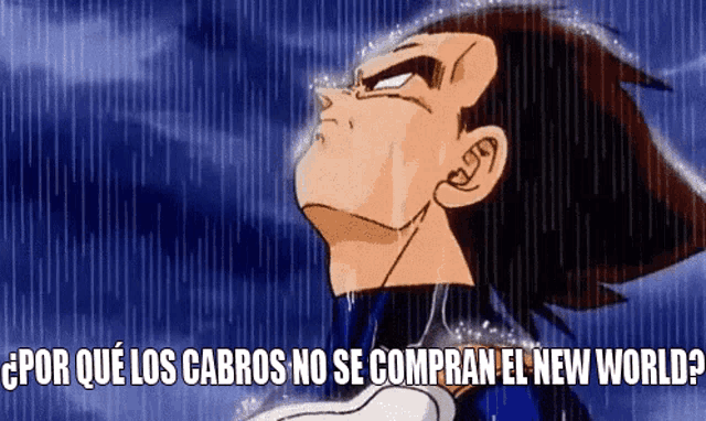 a cartoon character with the words " por que los cabros no se compran el new world "