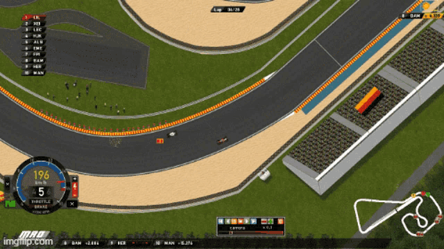 a computer screen shows a race track with a speedometer that reads 210 km / h