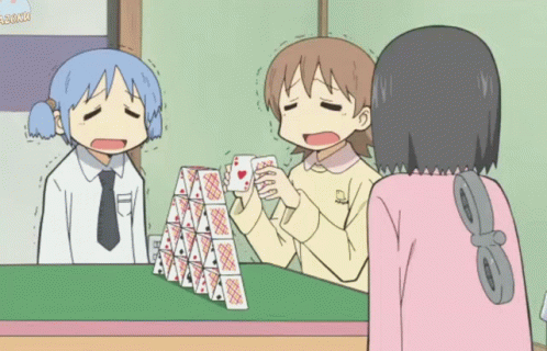Nichijou Nervous GIF - Nichijou Nervous Card Games GIFs