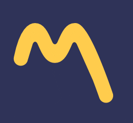 a yellow m on a blue background