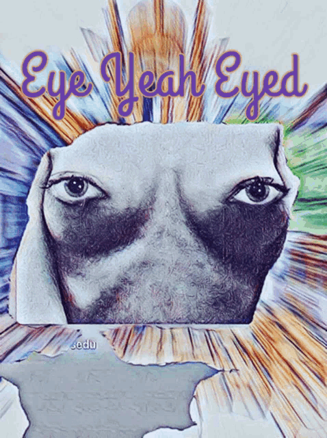 a drawing of a face with the words eye yeah eyed written above it