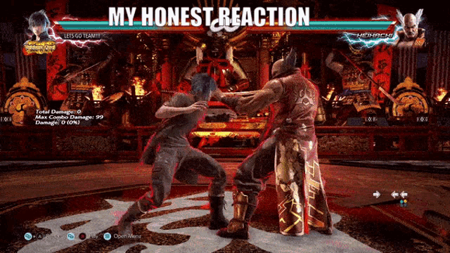 a screenshot of a video game with the words " my honest reaction " at the top