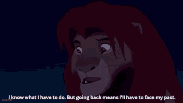 a cartoon lion says i know what i have to do