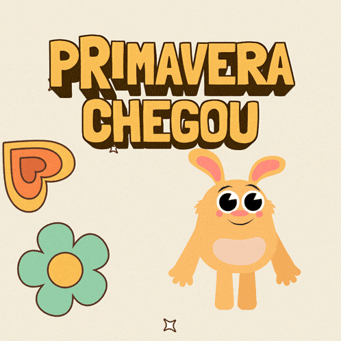 a cartoon character with the words " primavera chegou " behind him