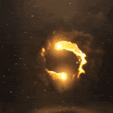 a glowing ball of fire is surrounded by stars in the dark