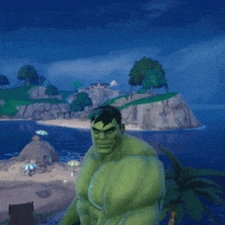 a hulk is standing in front of a small island