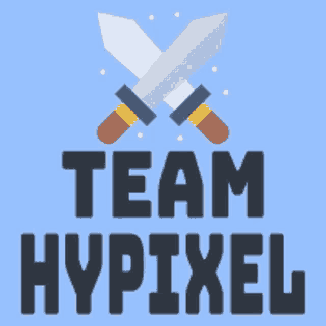 a logo for team hyppixel with two crossed swords on a blue background
