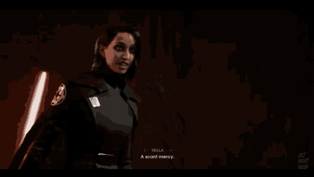 a screenshot of a video game with trella talking about a prize that will win her the emperor 's favor
