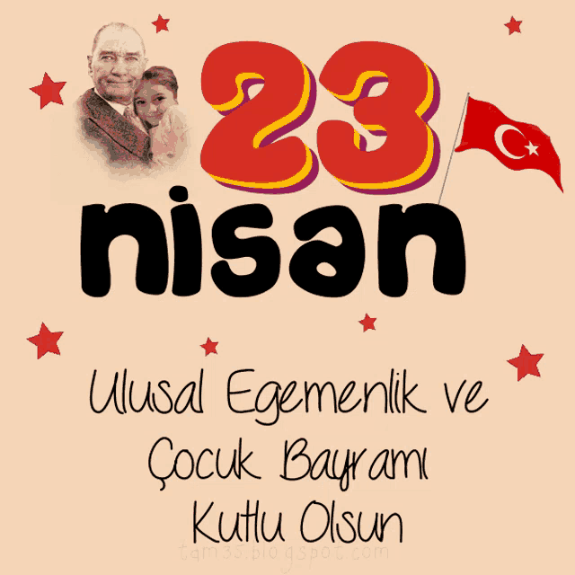 a poster that says 23 nisan with a picture of a man and a child
