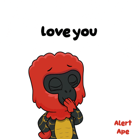 a cartoon of a monkey with the words " love you " above it