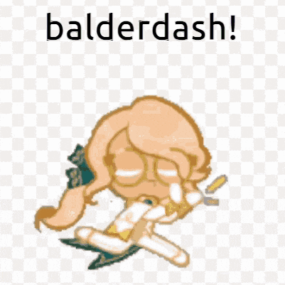 a cartoon of a girl with glasses and the words balderdash .