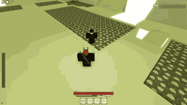 a screenshot of a video game shows a person with a sword and a shield