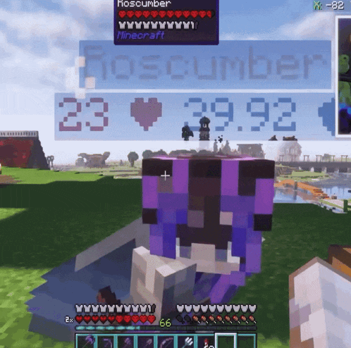 a screenshot of a minecraft game with the name roscumber on the screen
