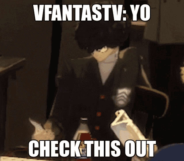 a meme of a man in a suit with the words check this out