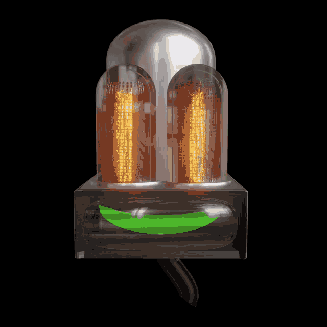 a clock with a green light on the bottom of it