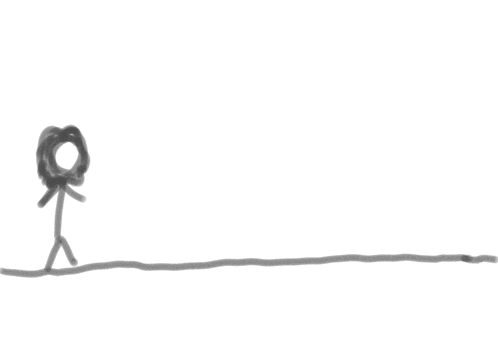 a black and white drawing of a person 's head