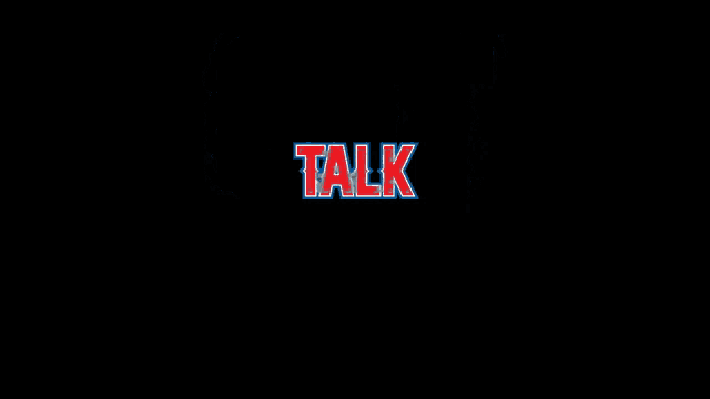 a sign that says talk spit in red and blue