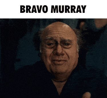 a bald man is making a funny face with the words bravo murray above him