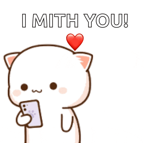 a couple of cartoon cats standing next to each other with the words i mith you