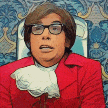 a cartoon of a man wearing glasses and a red coat