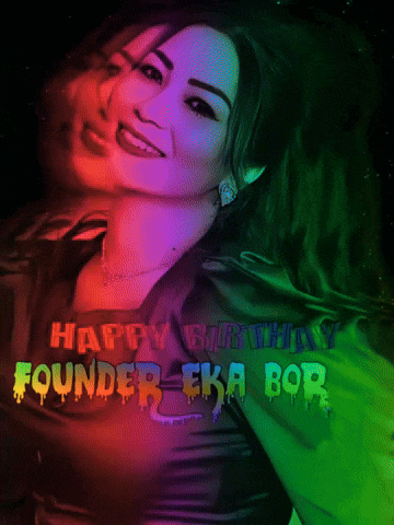 a picture of a woman with the words " happy birthday founder-eka bor " on it