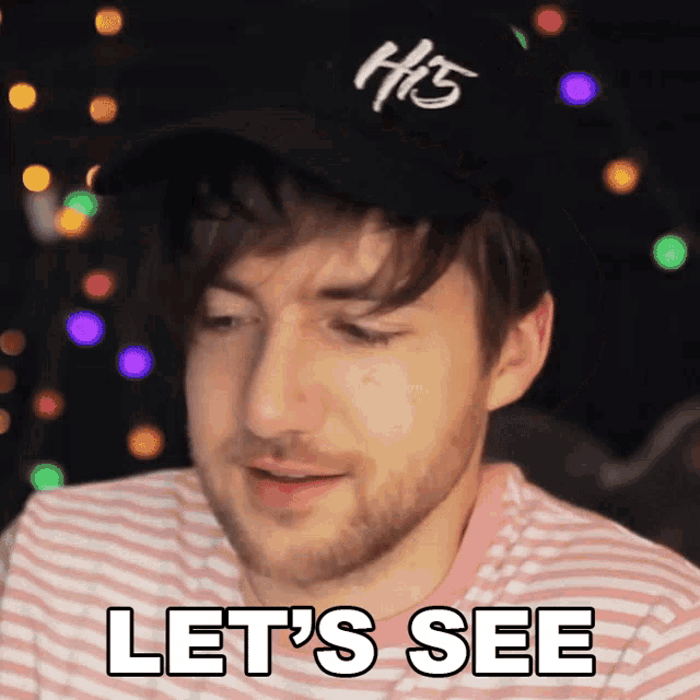 a man with a beard wearing a hat that says his on it