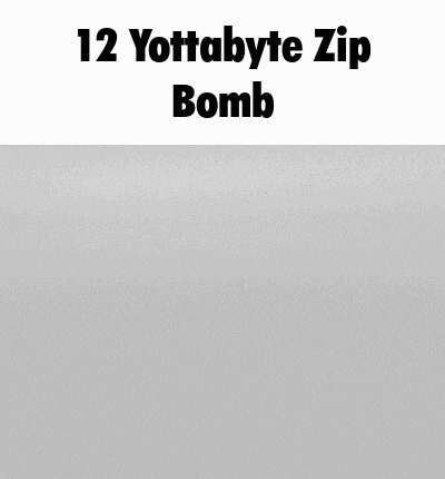 a laptop with the words 12 yottabyte zip bomb on top of it