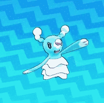 a blue and white stuffed animal with a pink nose on a blue striped background