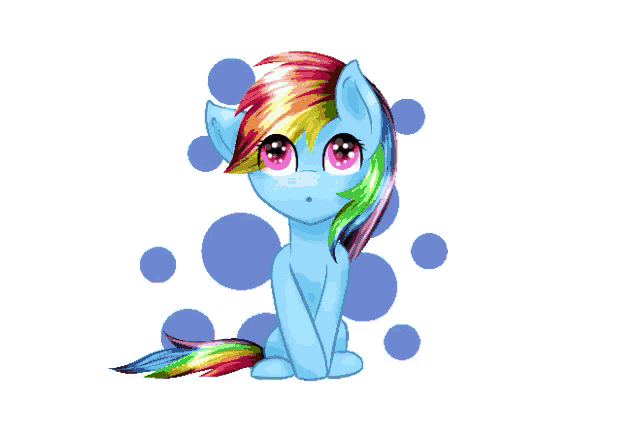a drawing of a pink pony with red eyes and fangs