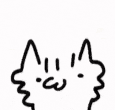 a black and white drawing of a cat 's face with a surprised look on its face .