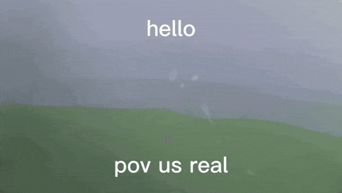 a cartoon of a wolf with the words hello pov us real on the bottom