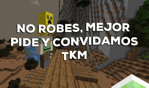 a screenshot of a minecraft game that says no robes mejor pide y convidamos tkm