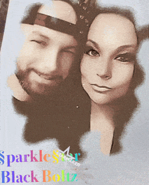 a picture of a man and a woman with the words sparkles star maker black boltz on the bottom