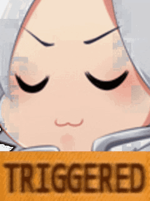 a close up of a cartoon character 's face with the word triggered in the corner .