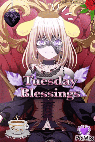 a picture of a girl with the words tuesday blessings written on it